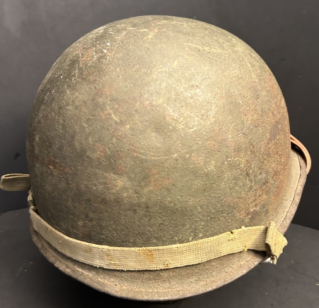 ORIGINAL PAINT 1944 WWII McCord M1 Steel Helmet w/Liner Rear Seam Swivel Bale