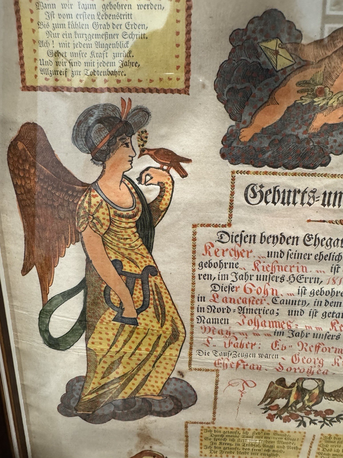 Antique Johann Ritter Taufschein Birth Certificate And Baptism 1814