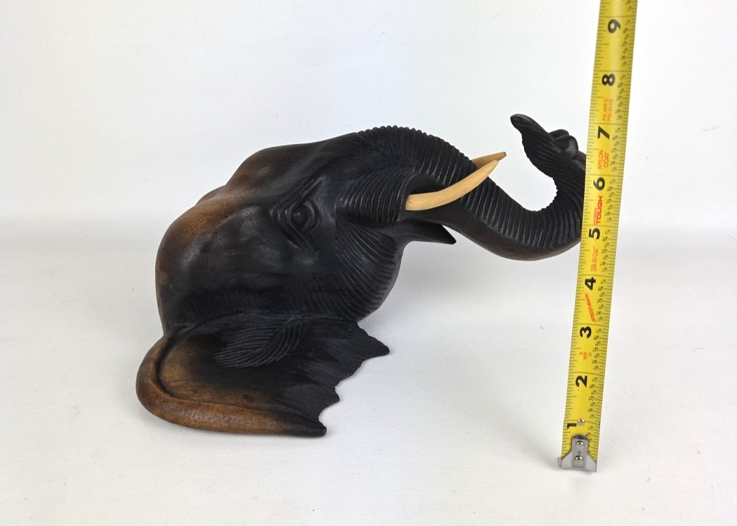 12” Wooden Thai Elephant Head Hand Carved Hanging Wall Home Decor Boho Gift