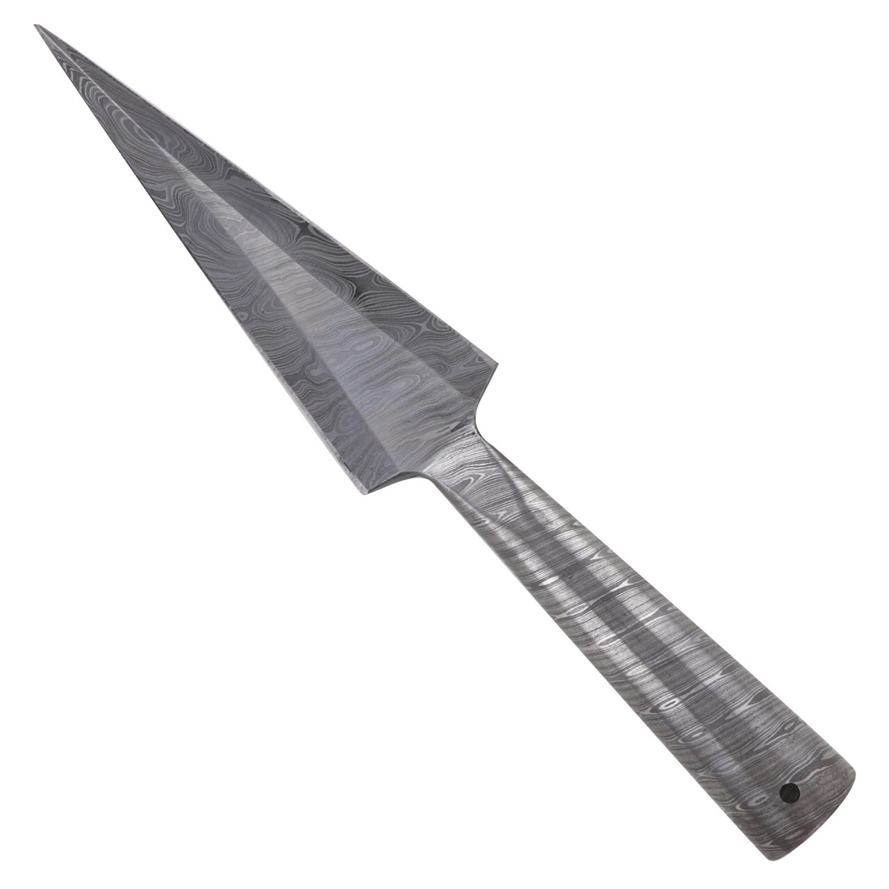 Throwing Damascus Steel Leaf Shaped Spear Head Attachment Predrilled Spearhead
