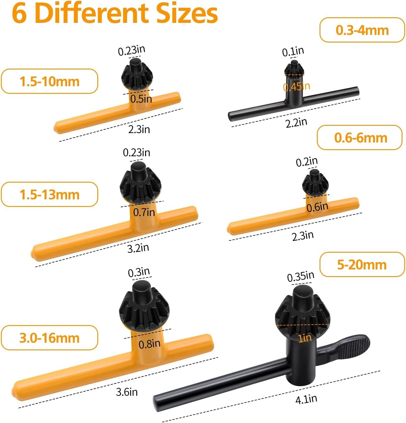 Drill Chuck Key Wrench 6 Sizes Drill Press Chuck Key Replacement Drill Clamp
