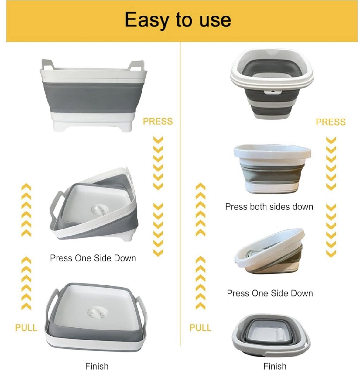 2 Pcs (9L+5L) Collapsible Basin Bucket-Collapsible Tub Portable Sink