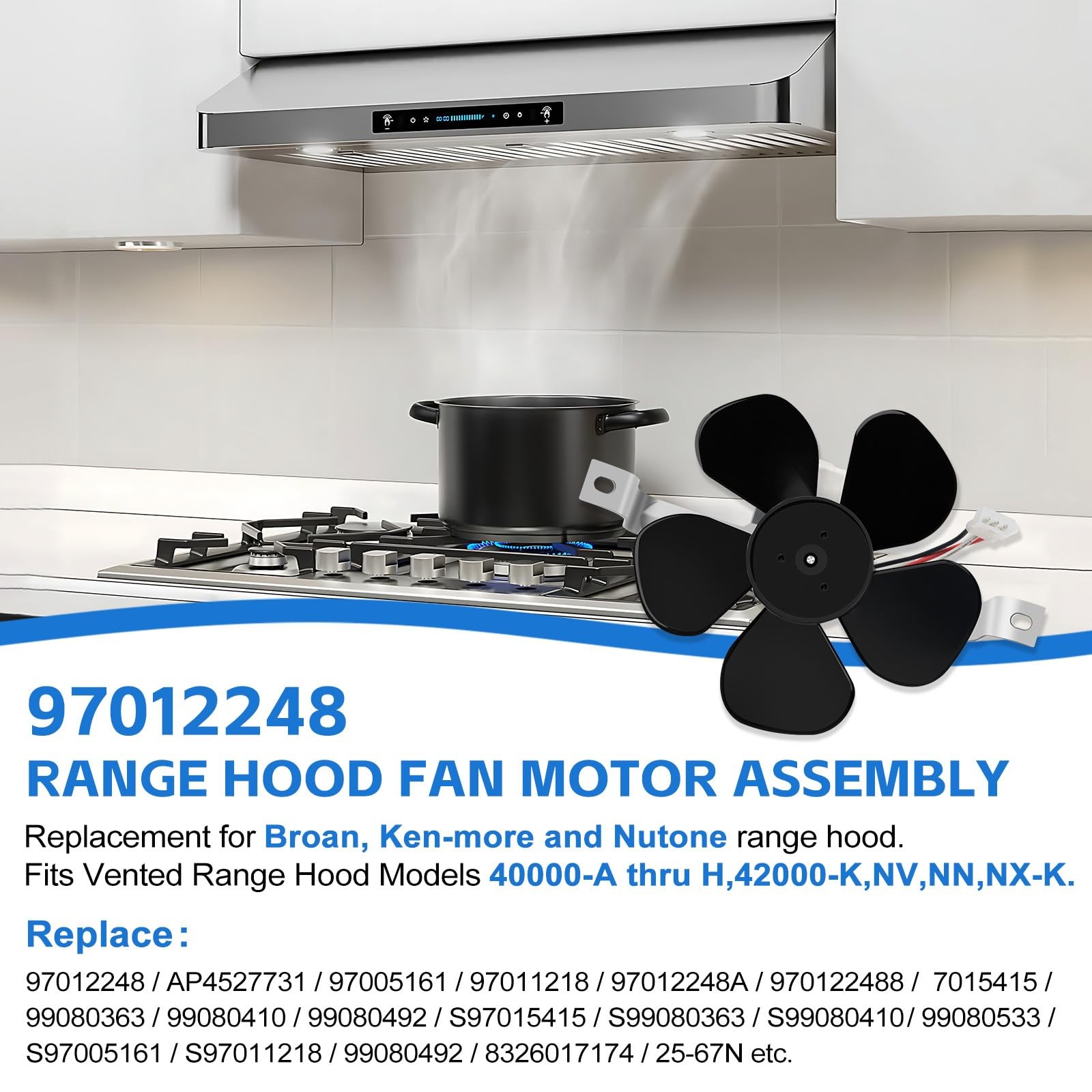 97012248 Motor Range Hood Fan Compatible with Broan and Nutone Kitchen...
