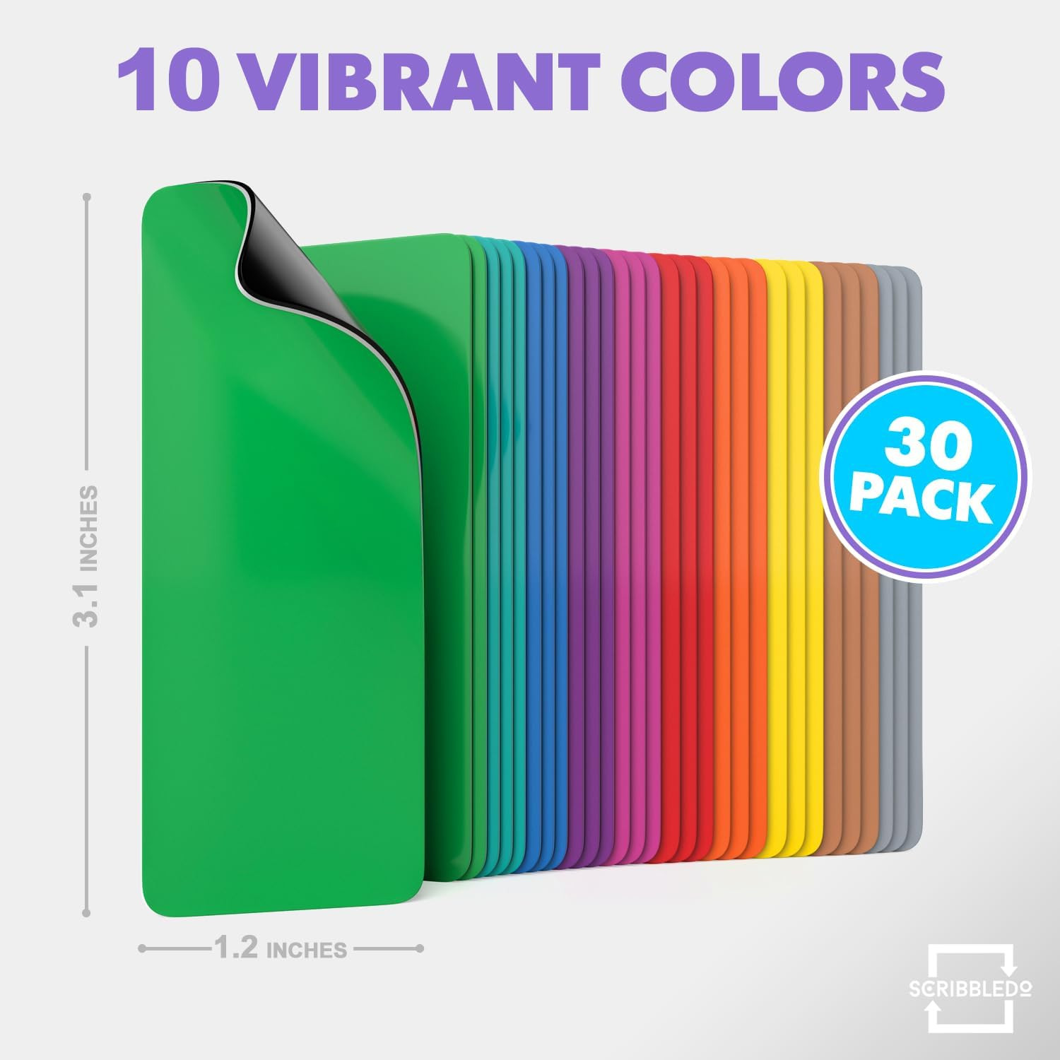 30 Pack Dry Erase Magnetic Labels 3.1” X 1.2” Reusable Writable Colorful Erasabl