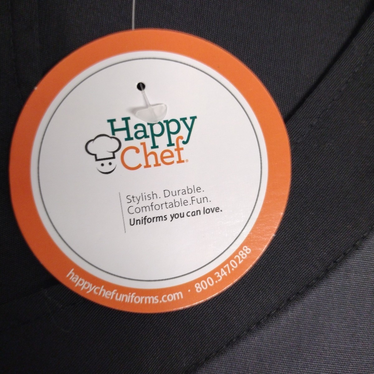 Happy Chef Black Grey 2XL Double Breasted Chefs Coat NWT snap button