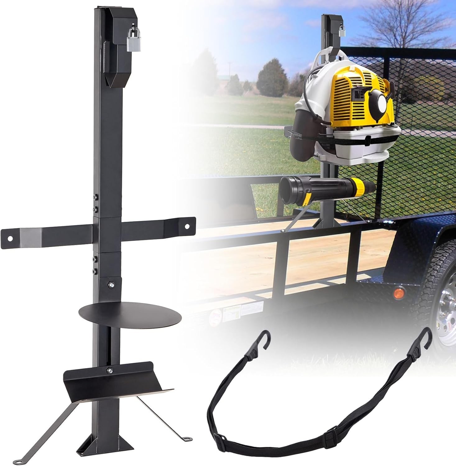 Heavy Duty Adjustable Backpack Blower Rack for Trailers, Steel Leaf Backpack Blo