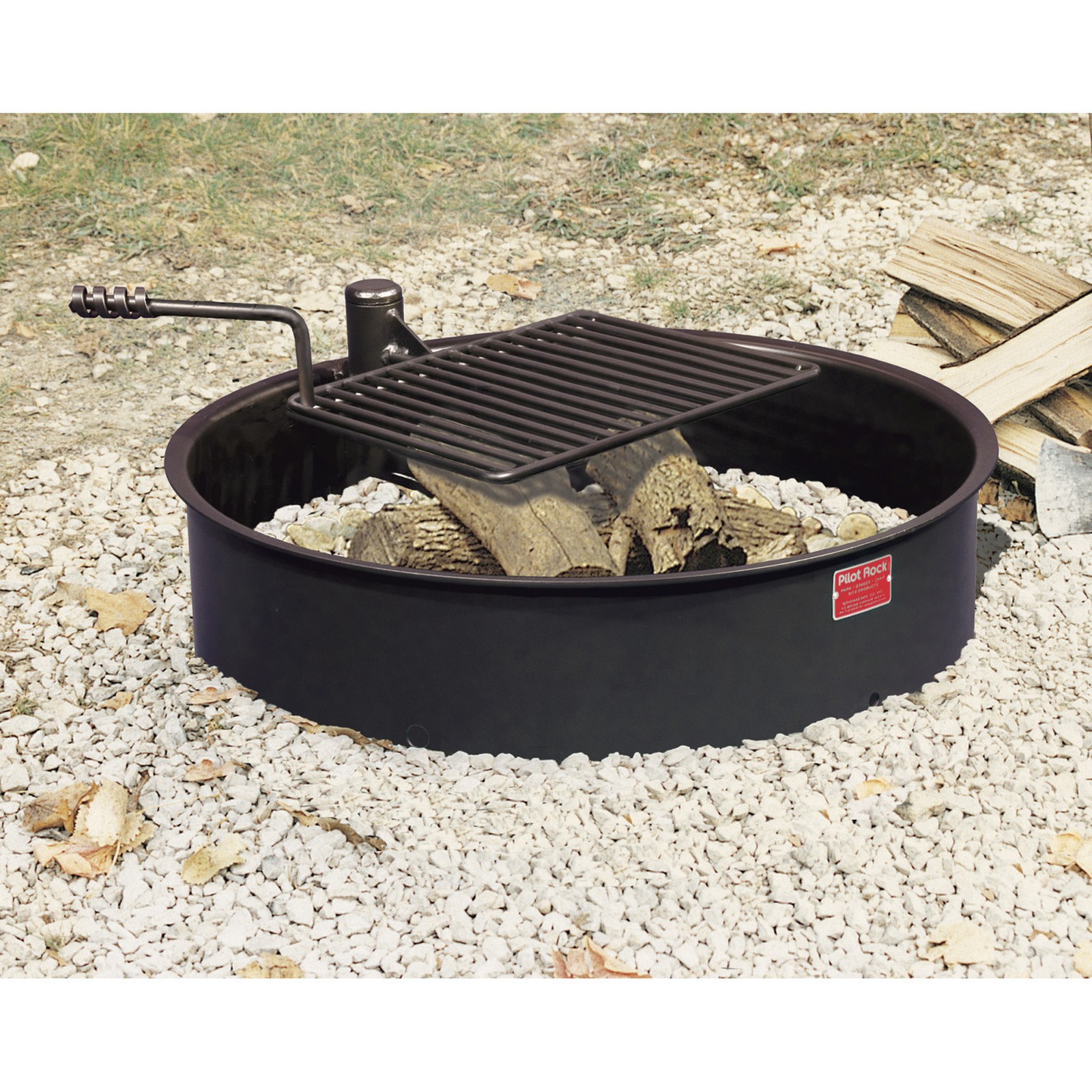 Pilot Rock Steel Fire Ring with Cooking Grate, 32in. Diameter, Model#
