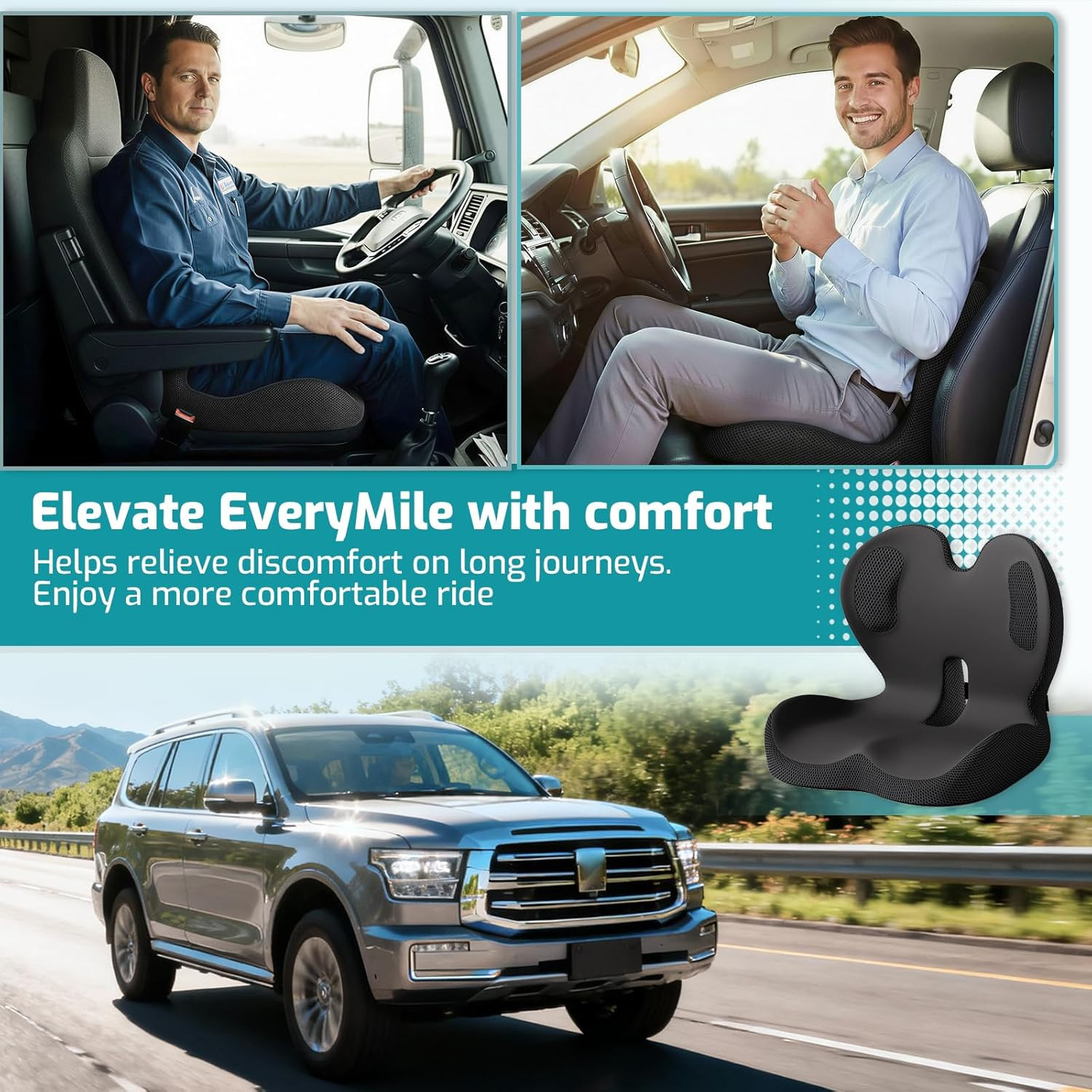 Memory Foam Seat Cushion,Office Chair Cushion with Lumbar Support,L-Shape Ergono