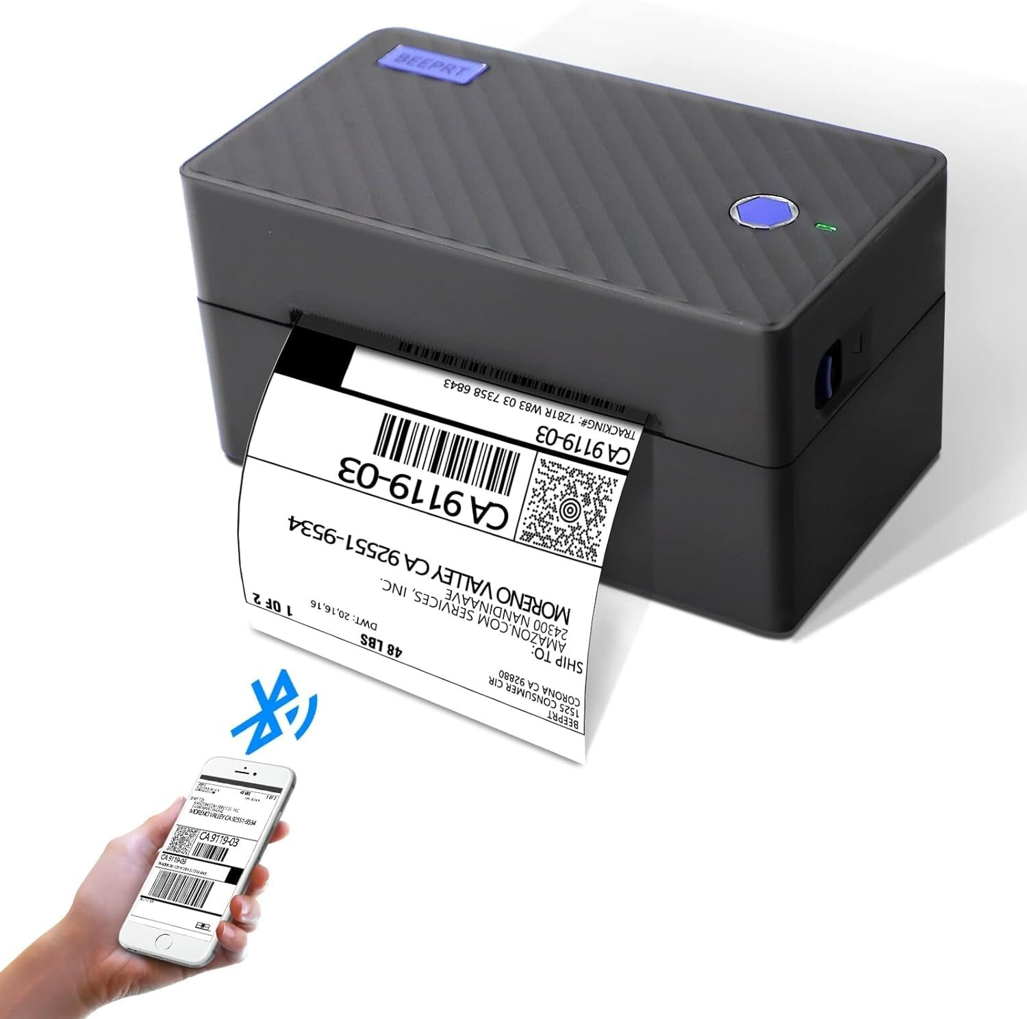 Label Printer, Bluetooth Shipping Label Printer, Wireless 4x6 Thermal Printer
