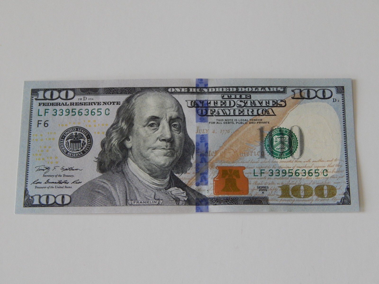 THE BRAND NEW U.S. $100 ONE HUNDRED DOLLAR BILL UNCIRCULATED ITEM #1736.