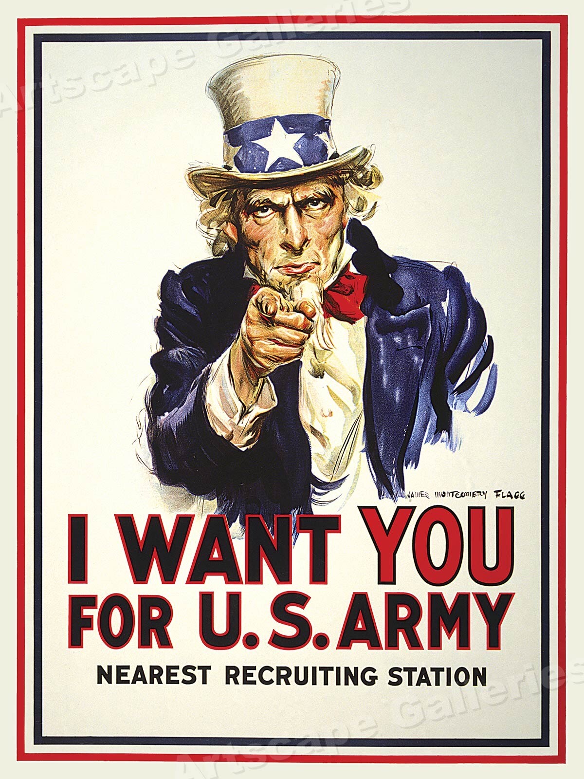 "I Want You For the US Army" Historic 1917 Uncle Sam Recruiting Poster - 24x32