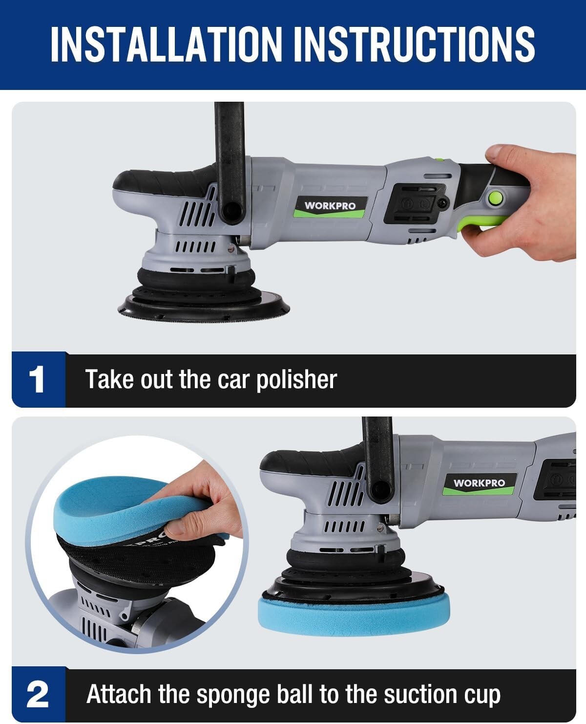 WORKPRO 5PCS 6.5-inch Polishing Pads Sponge Waxing Foam Buffing Kit Car Polisher