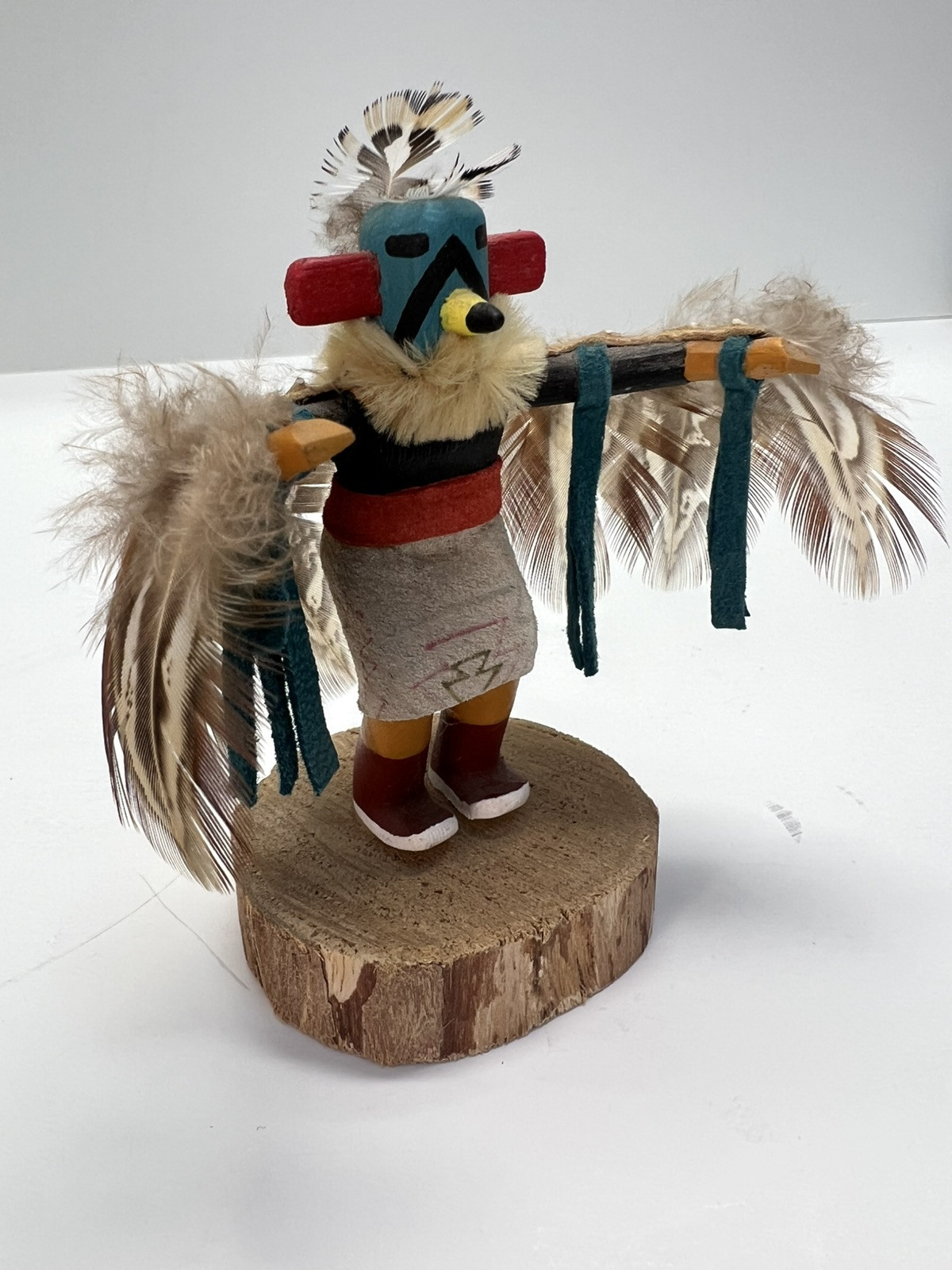 Native American Eagle Dancer VTG Kachina 4” Figurine Signed Lee Feathers