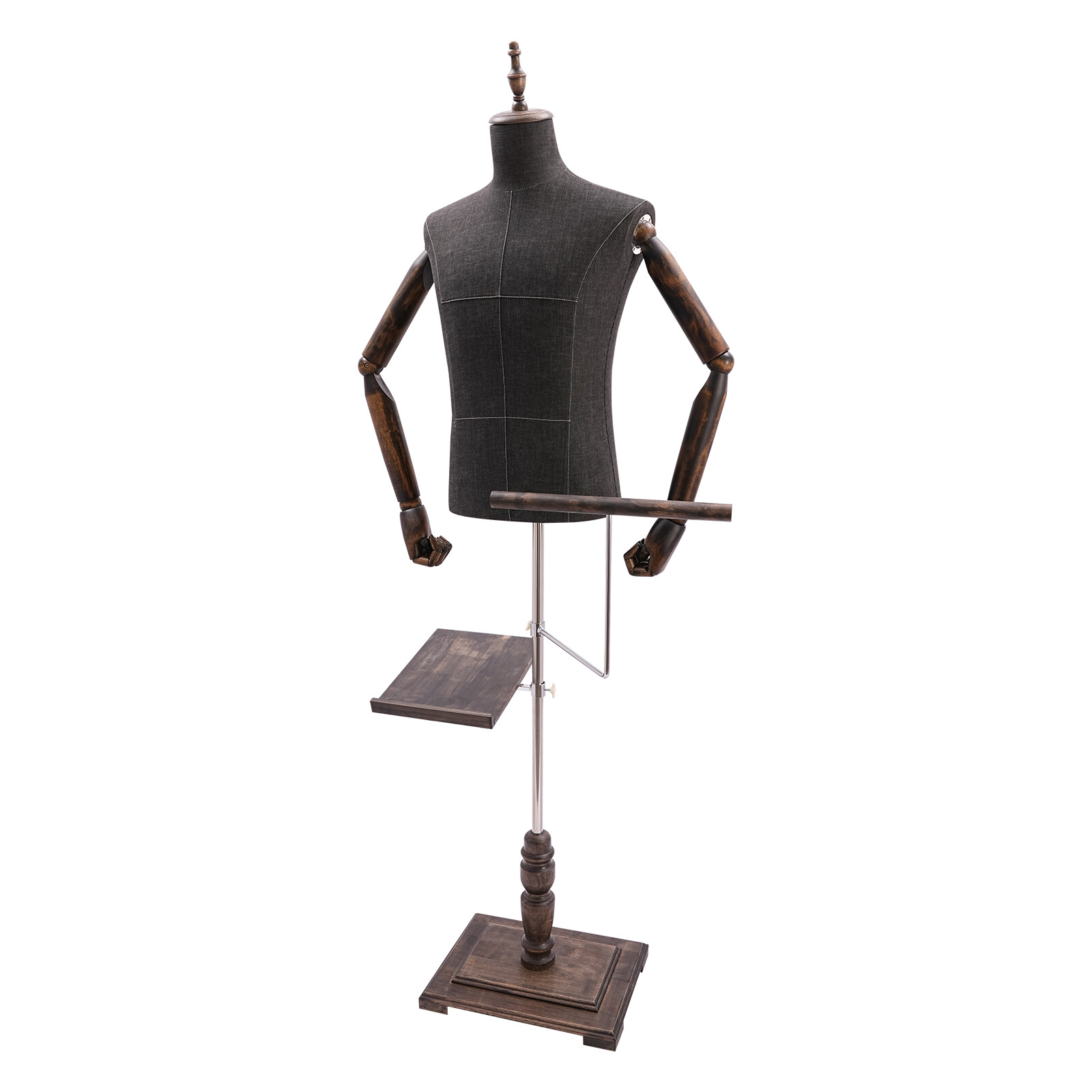 Adult Male Pinnable Dress Form Mannequin Torso with Flexible Arm Clothes Display