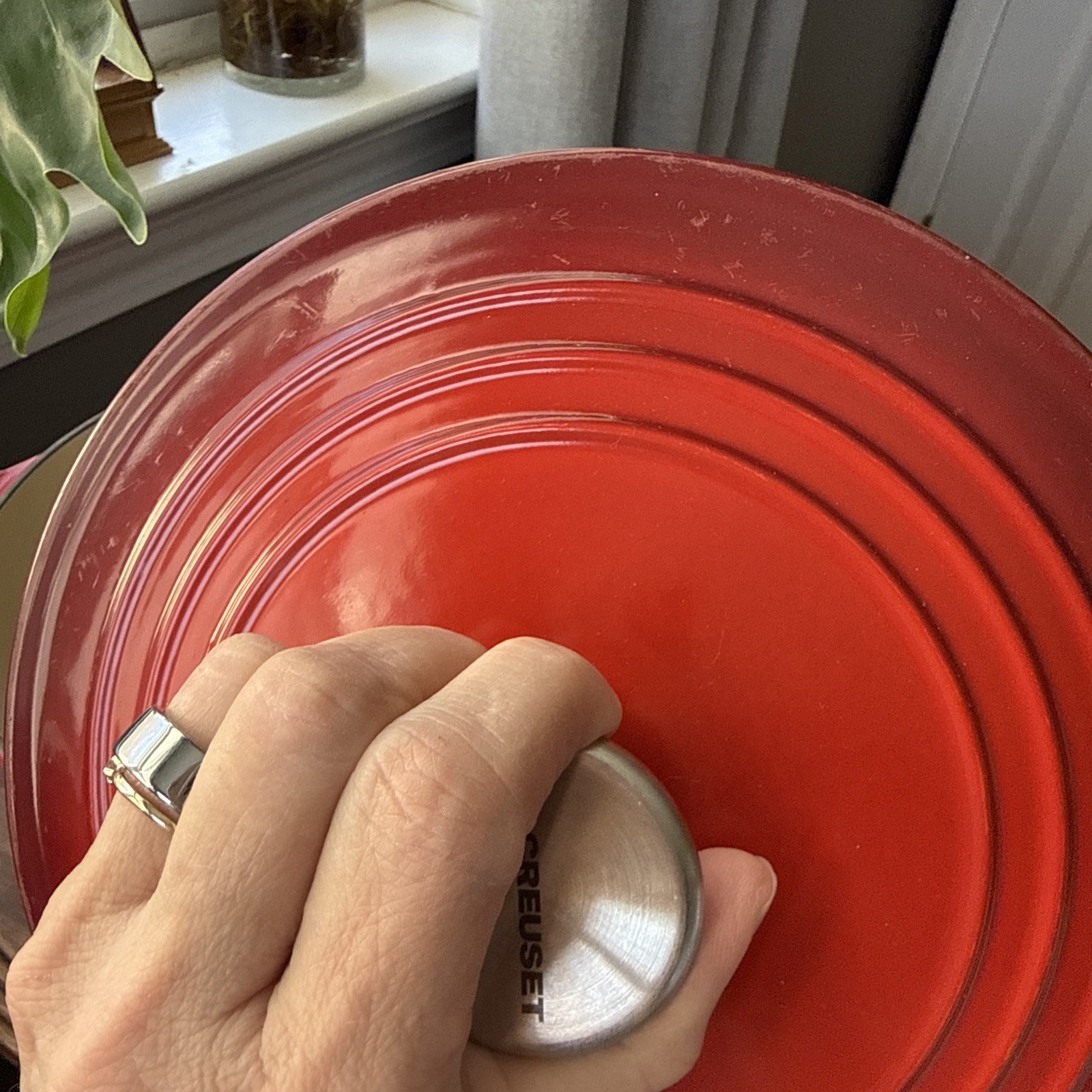Le Creuset Signature Enameled Cast Iron Dutch Oven in the red 'Cerise' color