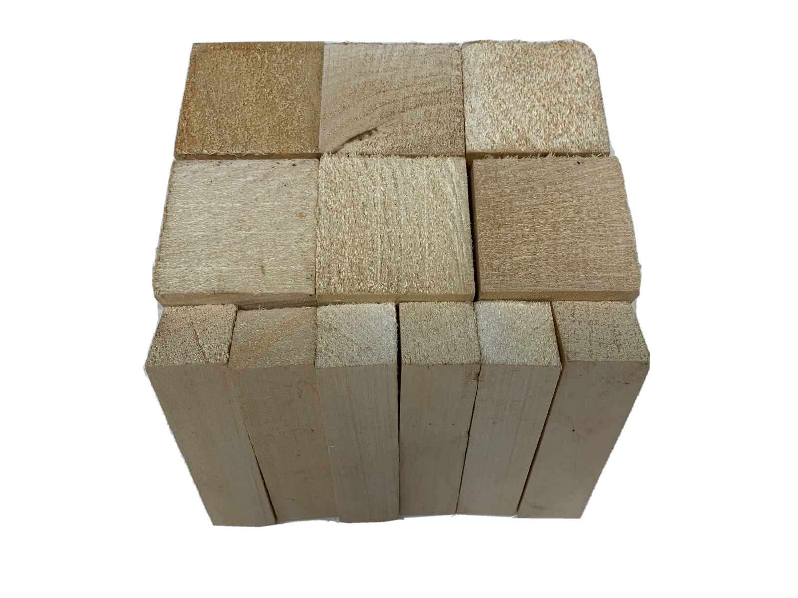 12 Pack Basswood Carving Wood Blocks 1" x 1" x 4" (6 pcs) + 2" x 2" x 4" (6 pcs)