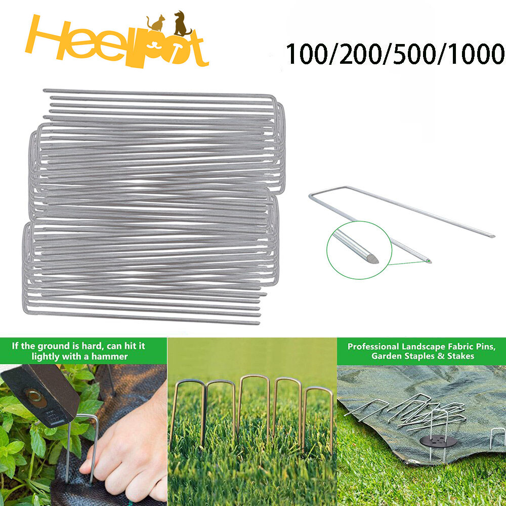 6" Landscape Sod Staples Sturdy Garden Stakes Weed Barrier Fabric Pins