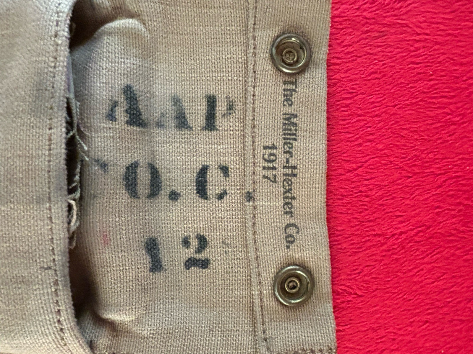 WW1 US Army M1910 First Aid Carlisle Bandage Pouch 1917 UNIT MARK WWI Artillery