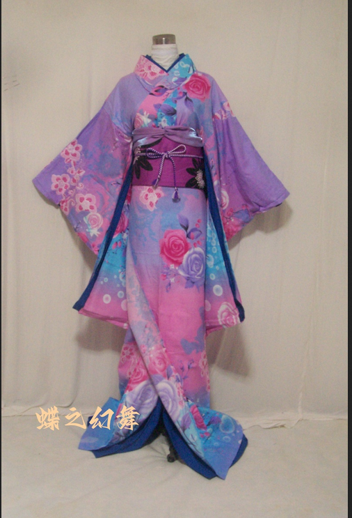 Japanese Kimono Furisode Women's Floral Cosplay Costume