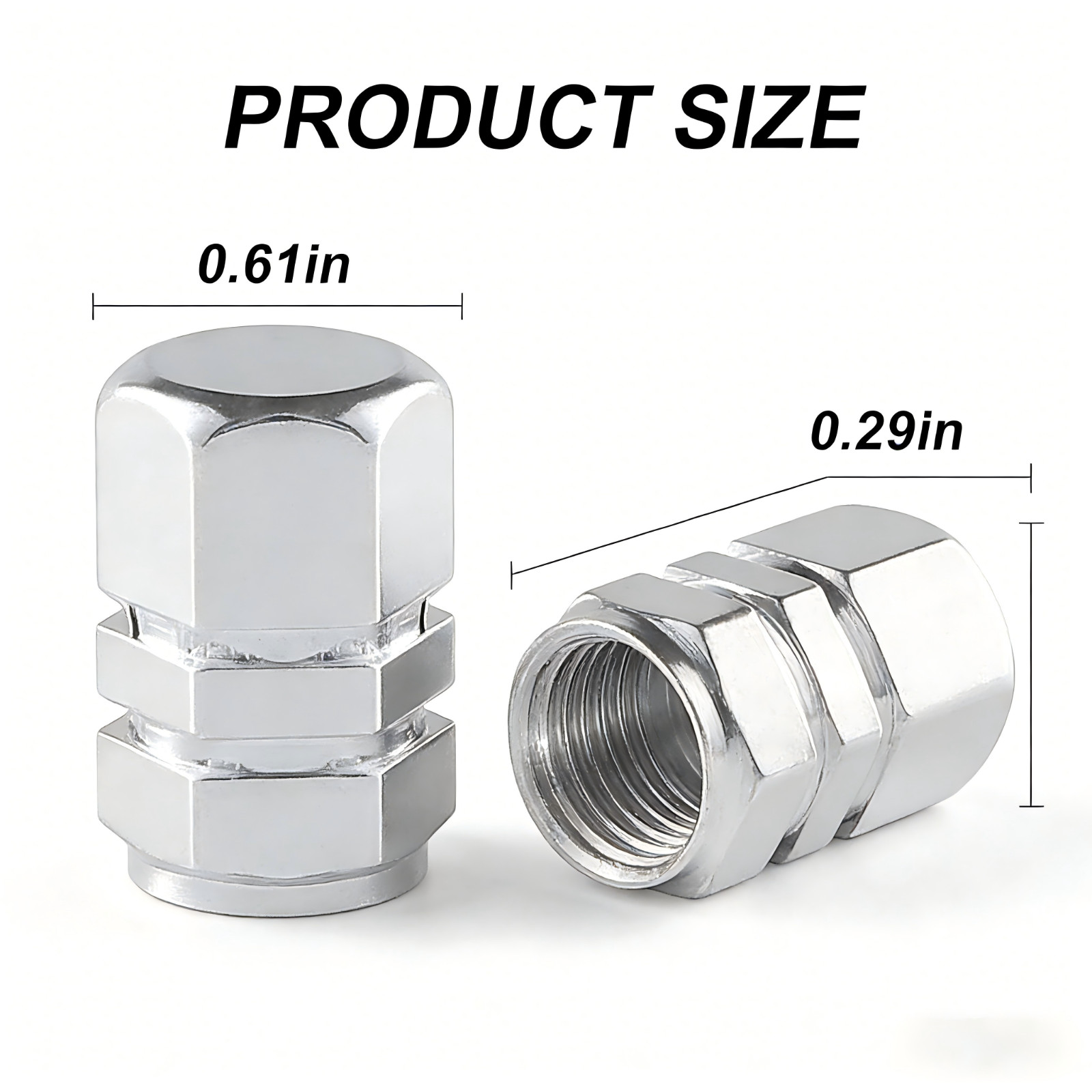 (4pc) Metal Tire/Wheel Air Pressure Stem Valve Caps for Car with sealing ring