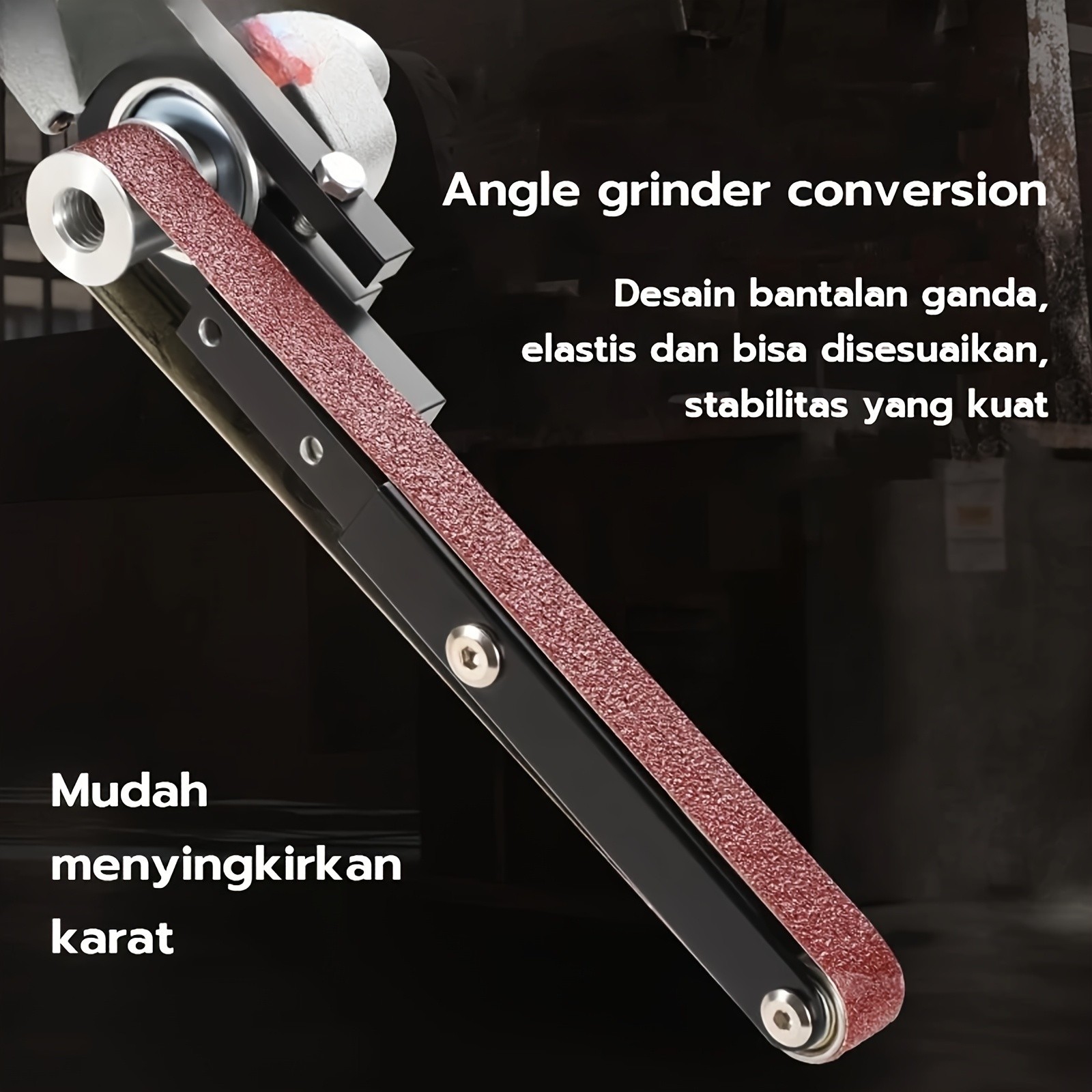 Angle Grinder to Belt Sander Adapter - For Metal/Wood Sanding & Rust Removal