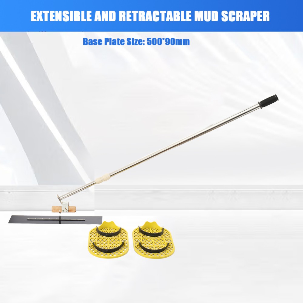 Long Handle Concrete Trowel Cement Surface Smoothing Tool w/ Finishing Shoes NEW