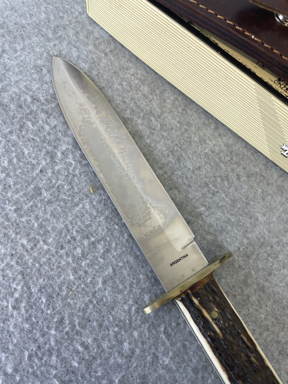 J. Russell Green River Works Argentina Bowie Knife Stag Handle