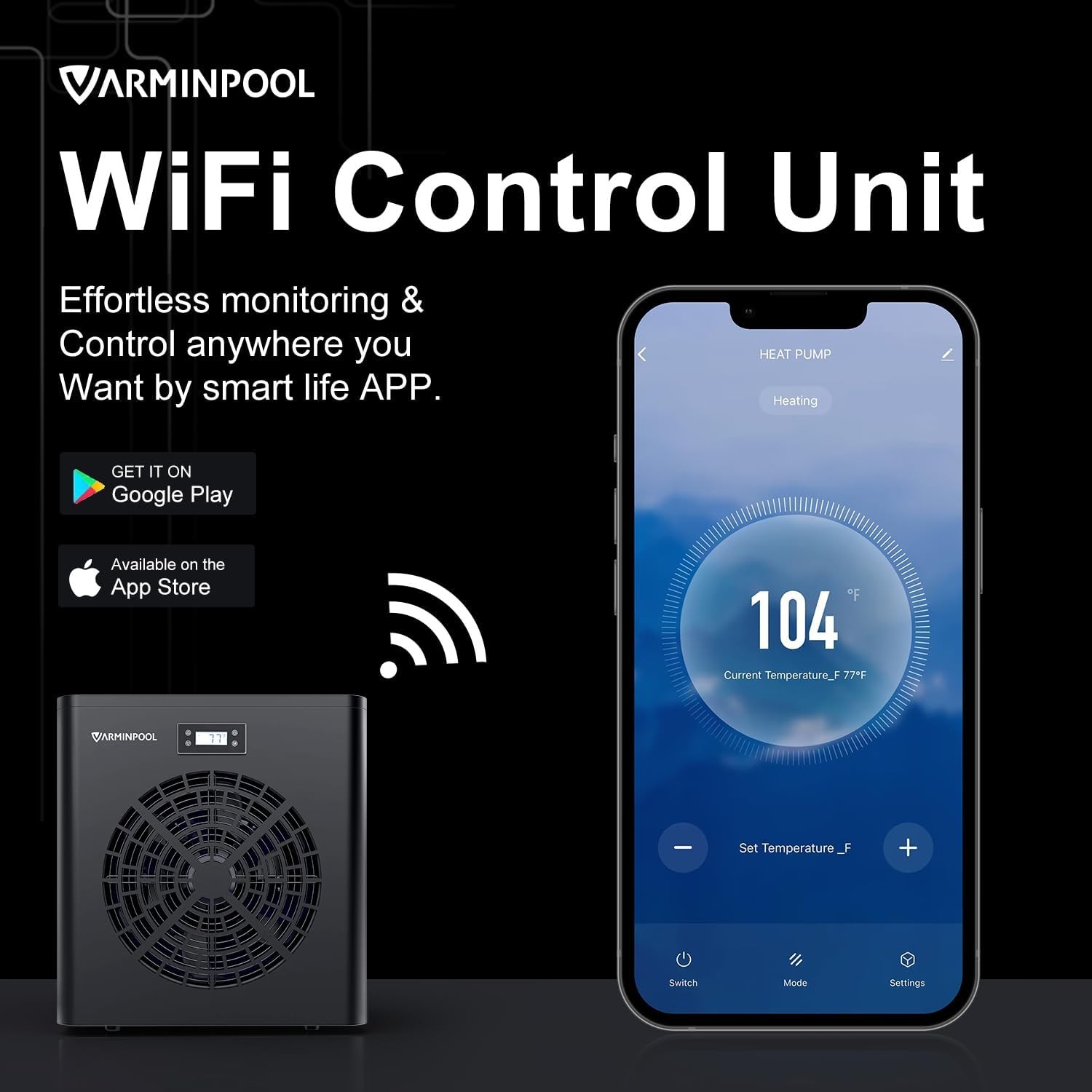 16000/27000/30000BTU Pool Heat Pump 110v for Above-Ground Pools Heater Electric