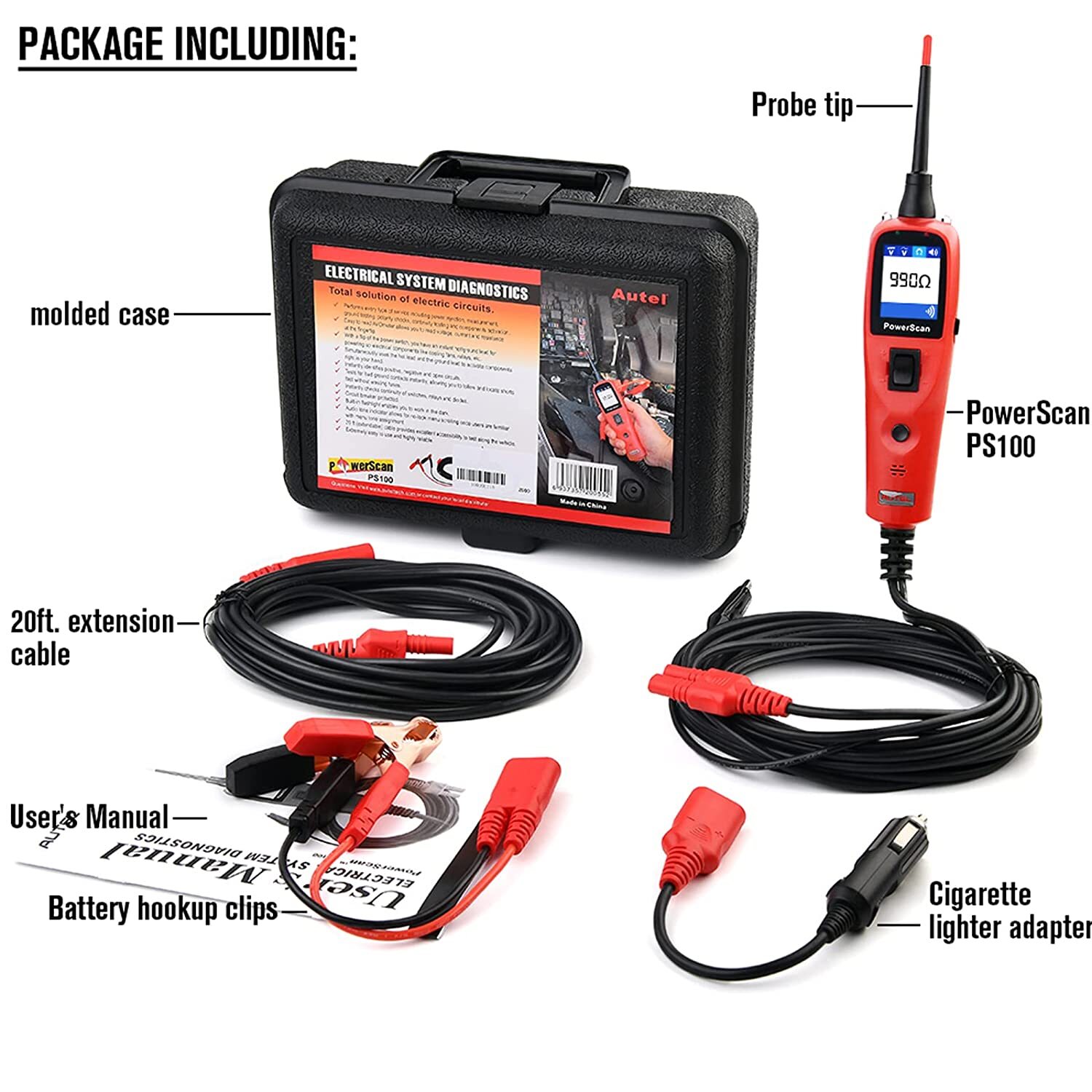 Autel PowerScan PS100 Car Electrical System Diagnosis Tool Power Probe AVO Meter