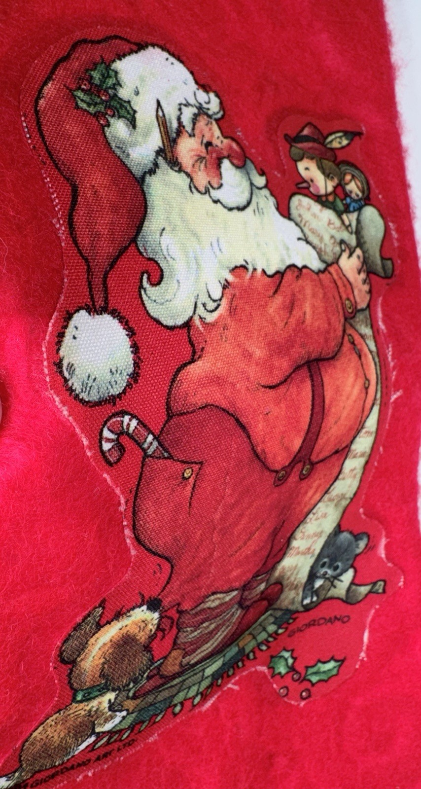 Vintage 1984 Giordano Santa Claus Puppy Kitten 13" & Morehead 6" Stockings VG!