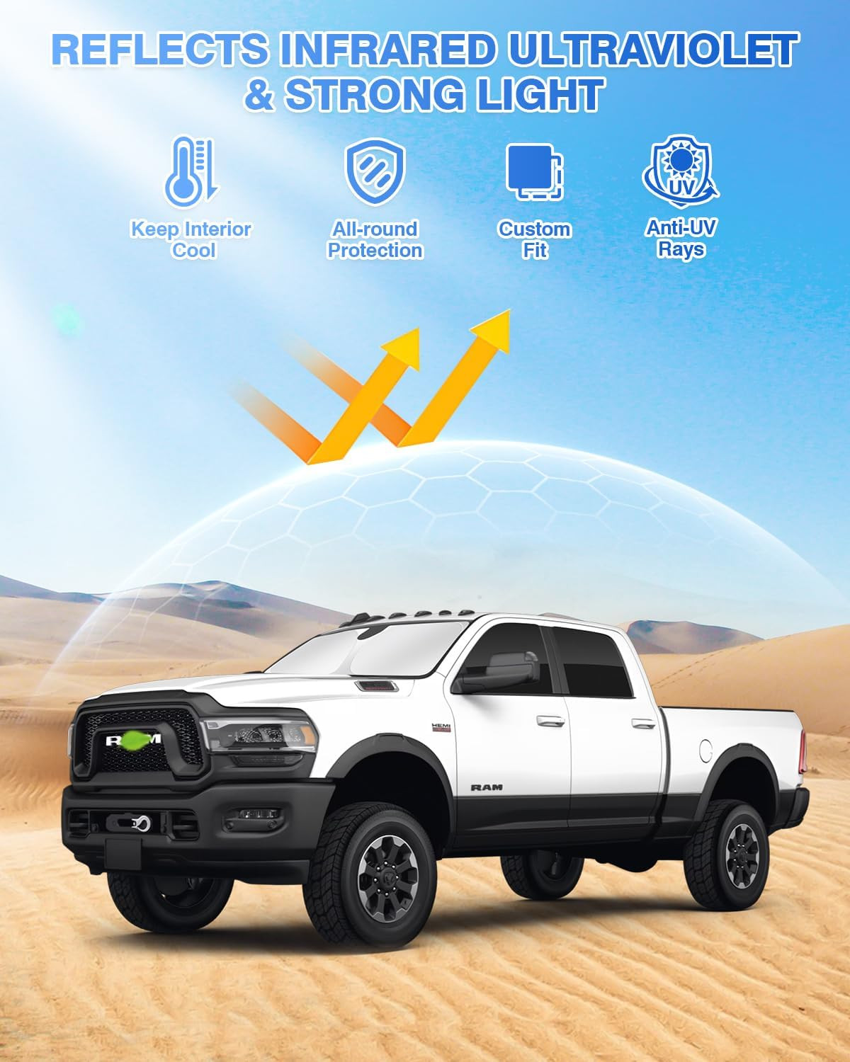 Sunshades for Dodge Ram 2500 3500 2010-2025 2026 Accessories Windshield Sun Shad