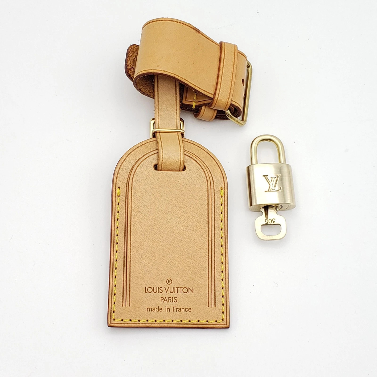 100% Authentic Louis Vuitton Luggage tag /Nametag with Gold Lock and Key