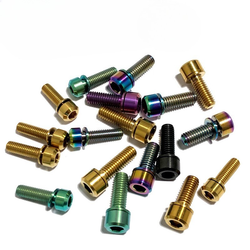 M6 Titanium Bolt Cylindrical Hex Head with Washer Screw for Bike Handlebar Stem