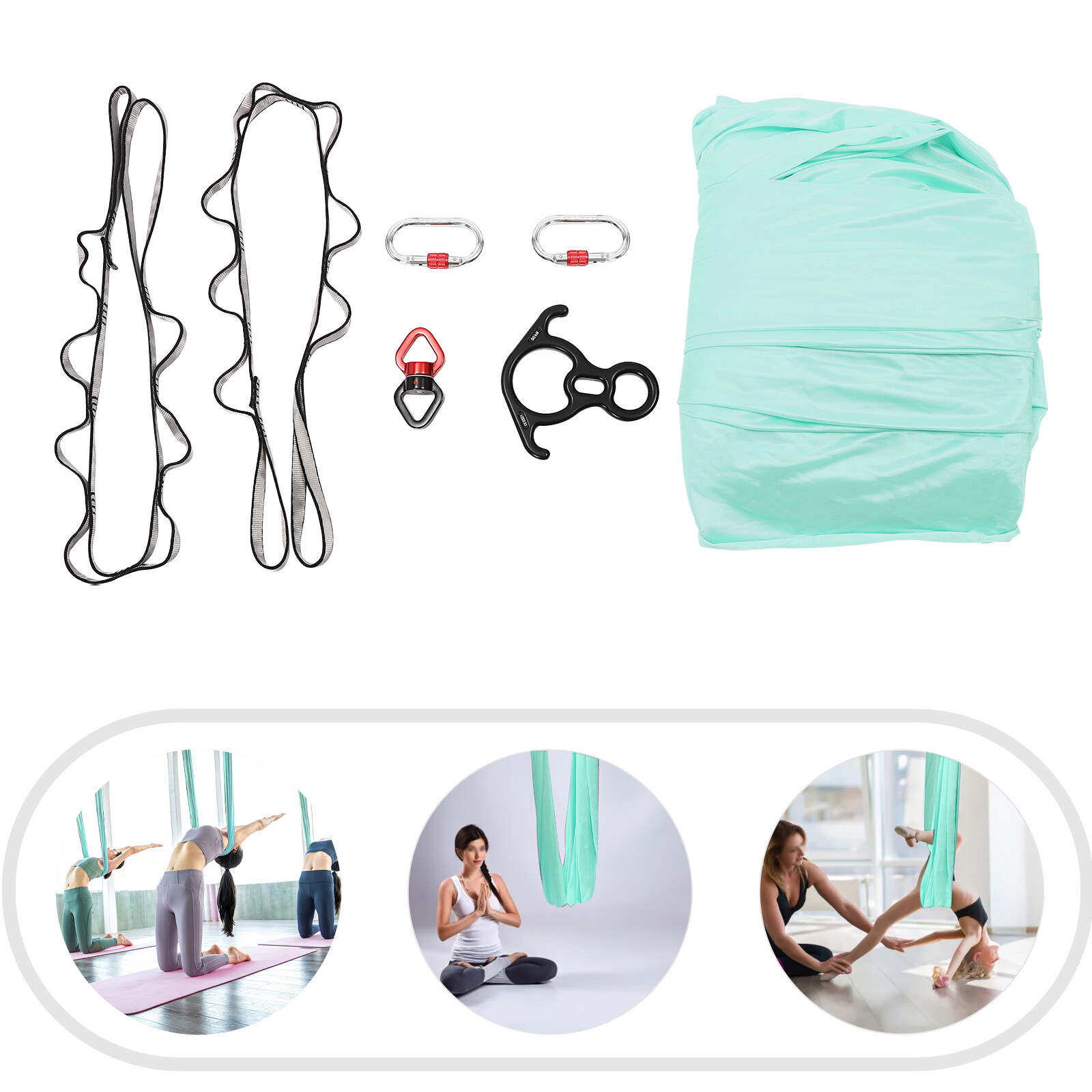 Aerial Yoga Practice Polyester Strap Equipment Yoga Hammock Practice Kit 200kg