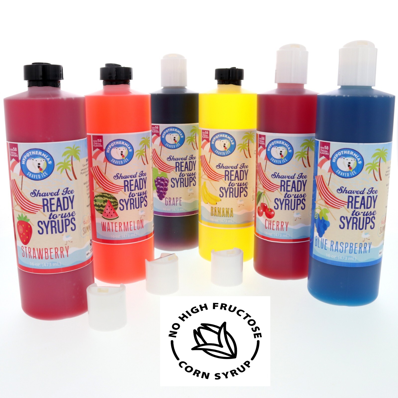 Hawaiian Shaved Ice or Snow Syrup Flavor Pack (6 Pints) Various Flavors Included
