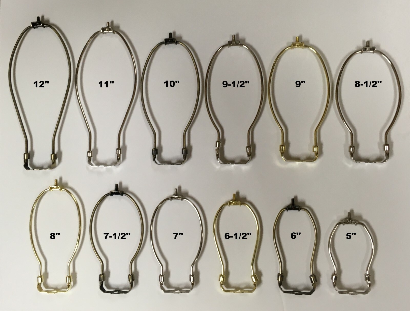 Lamp Parts-Lamp HARP W/Saddle 5" to 12" Heavy Duty 3 Finishes: AB,PB,PN (1 Pc.)