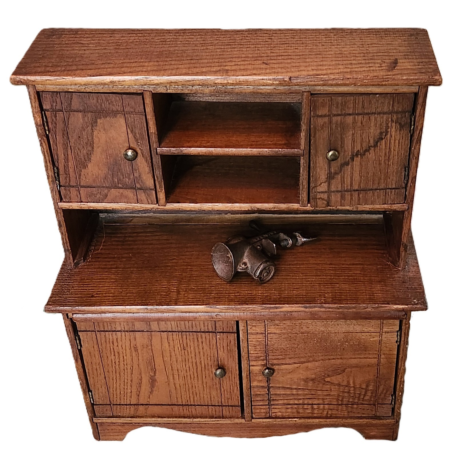 Hoosier Cabinet, Child, Salesman, Bakers Kitchen Work Station, Oak, c1900 18"t