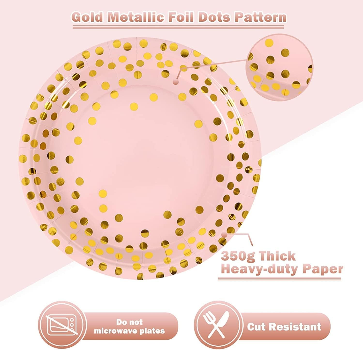 Elegant Pink Gold Party Plates with Napkins 50 Pack for All