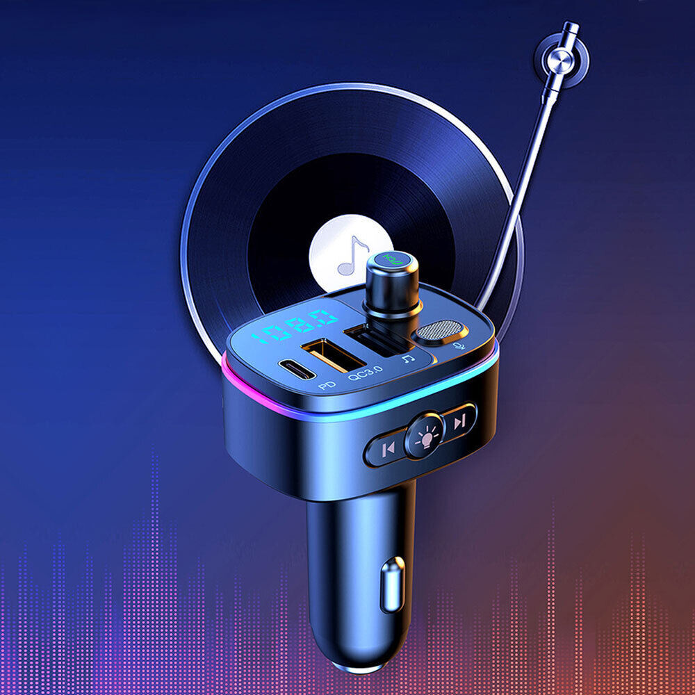 Car Wireless Bluetooth5.0 FM Transmitter MP3 Player QC3.0 USB Car Charger Adapte