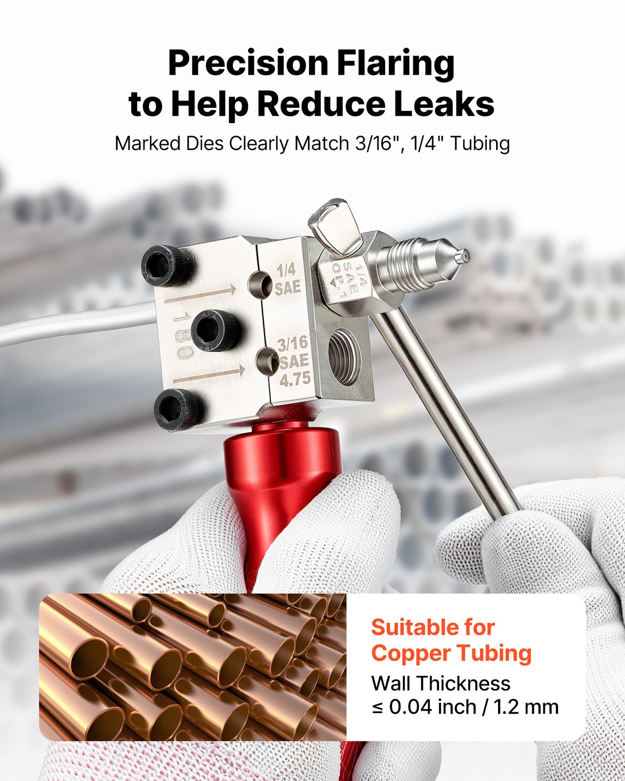 VEVOR Brake Line Flaring Tool 45° Single & Double Flare for 3/16" 1/4" Tubing