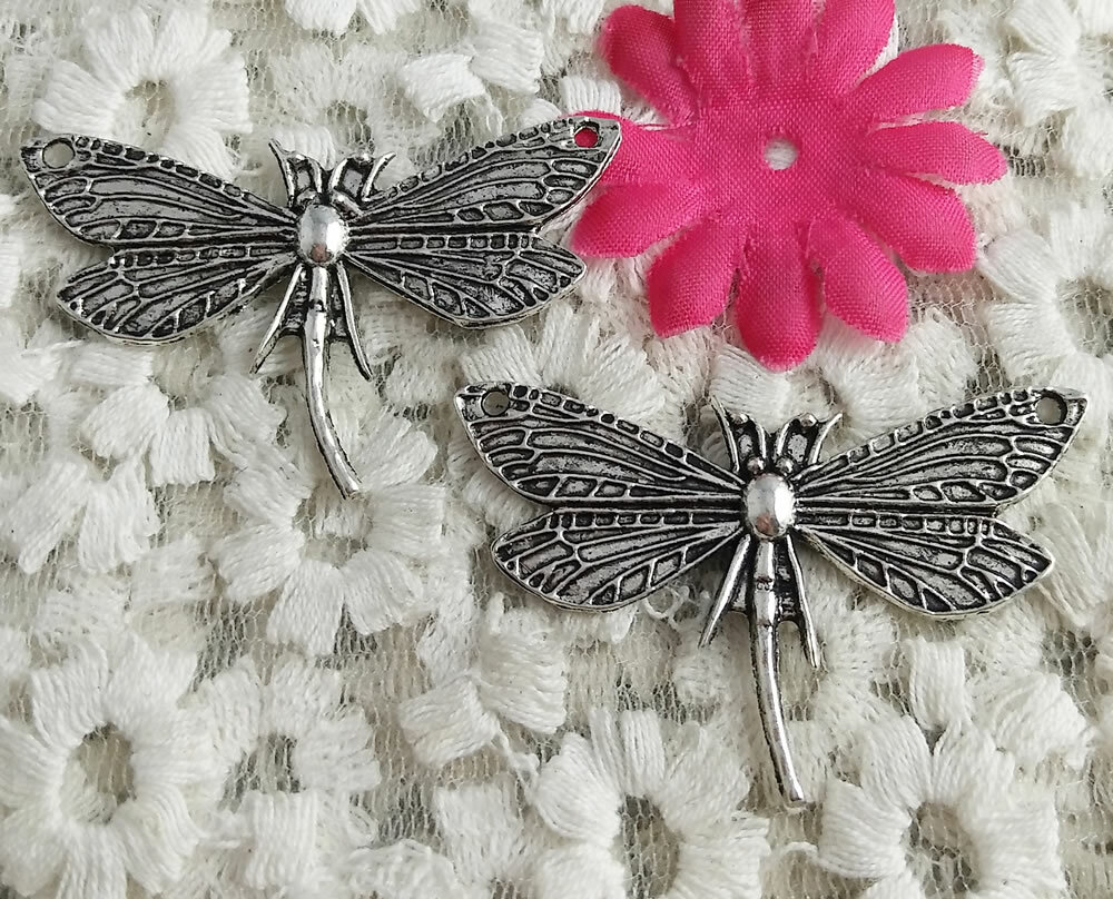 Free Ship 20 pcs Antique silver dragonfly connectors 49x31mm H-3239
