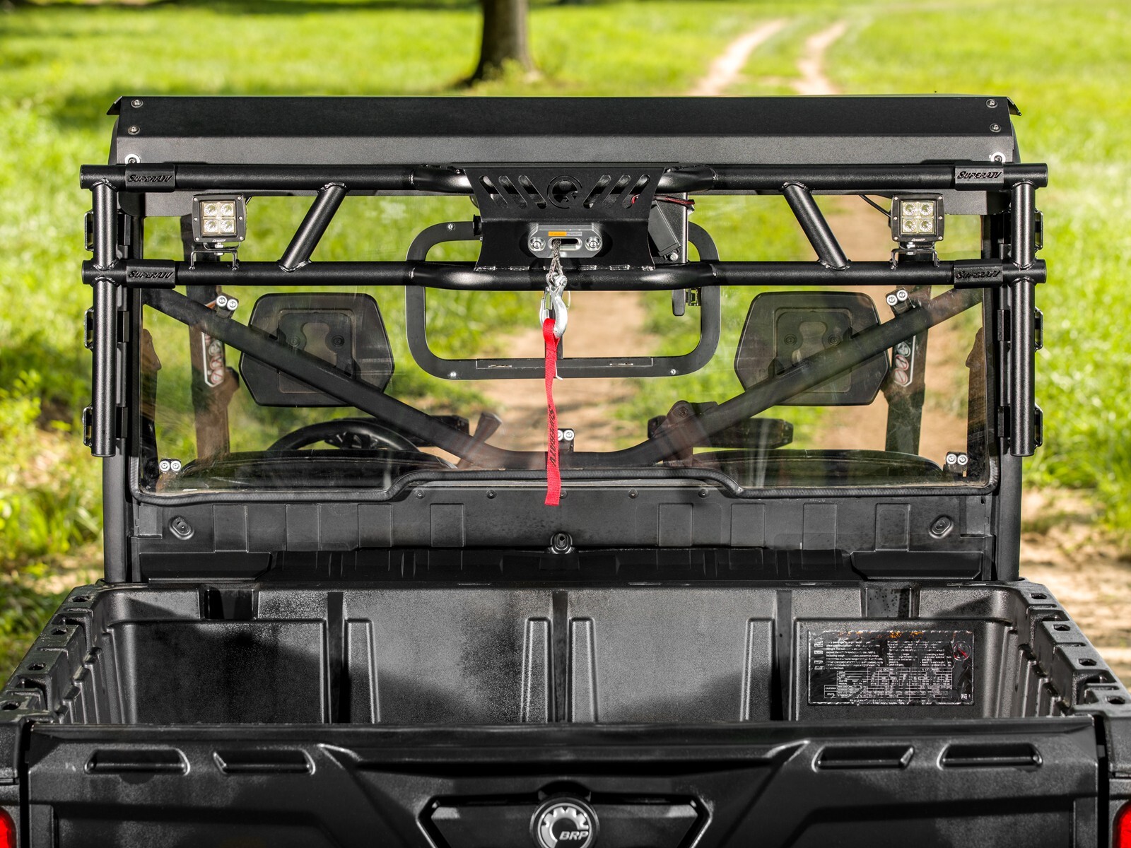 SuperATV Game Loader Rack for Can-Am Defender (with OEM Glass Installed)