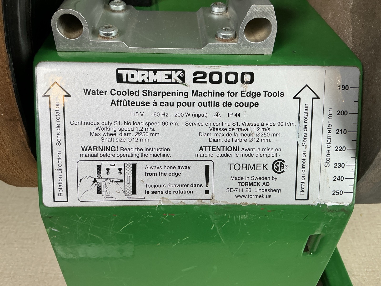 TORMEK Super Grind 2000 Water Cooled Knife Sharpening Machine - Sweden
