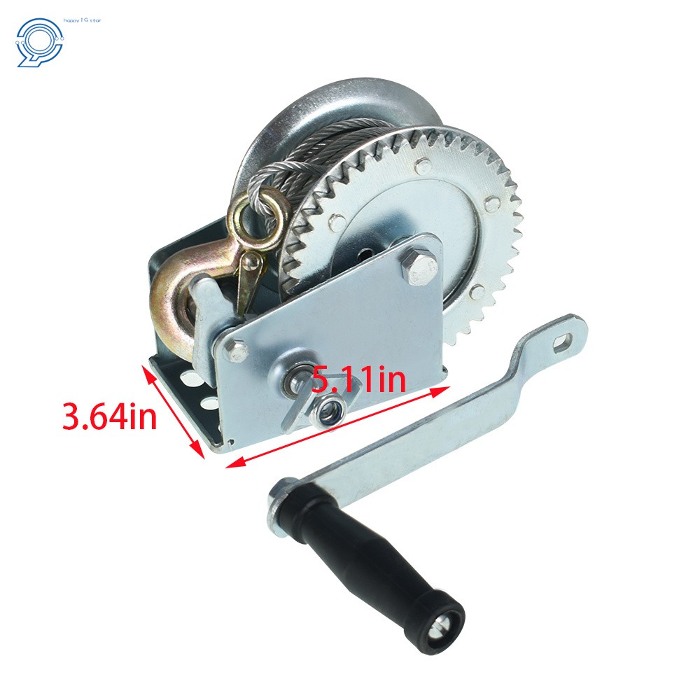 Hand Winch Boat Winch 1500lbs Two-Way Adjustable With 10m (32ft) Cable Manual