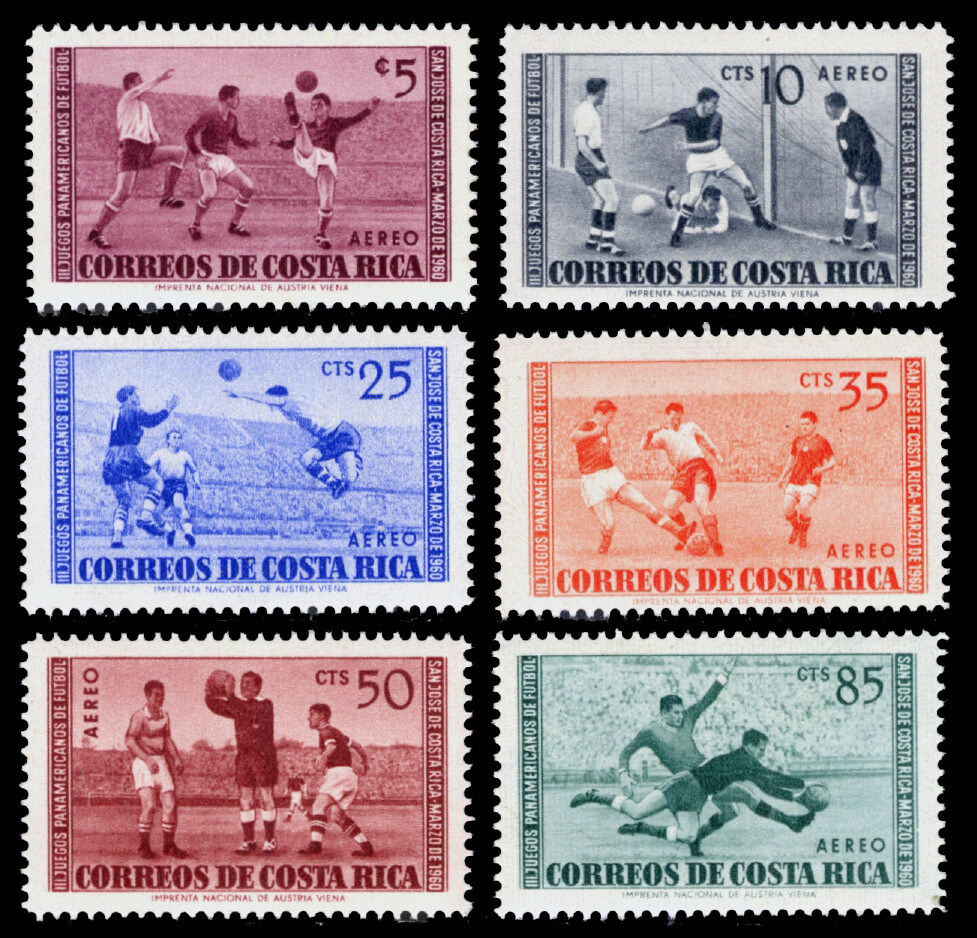 Costa Rica #C283 - 288 Mint NH Complete 1960 PanAm Soccer Games