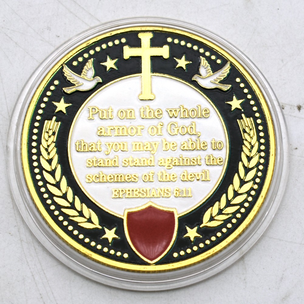 Christian Knight Armor of God Challenge Coin Religious Collectibles Medal Gift