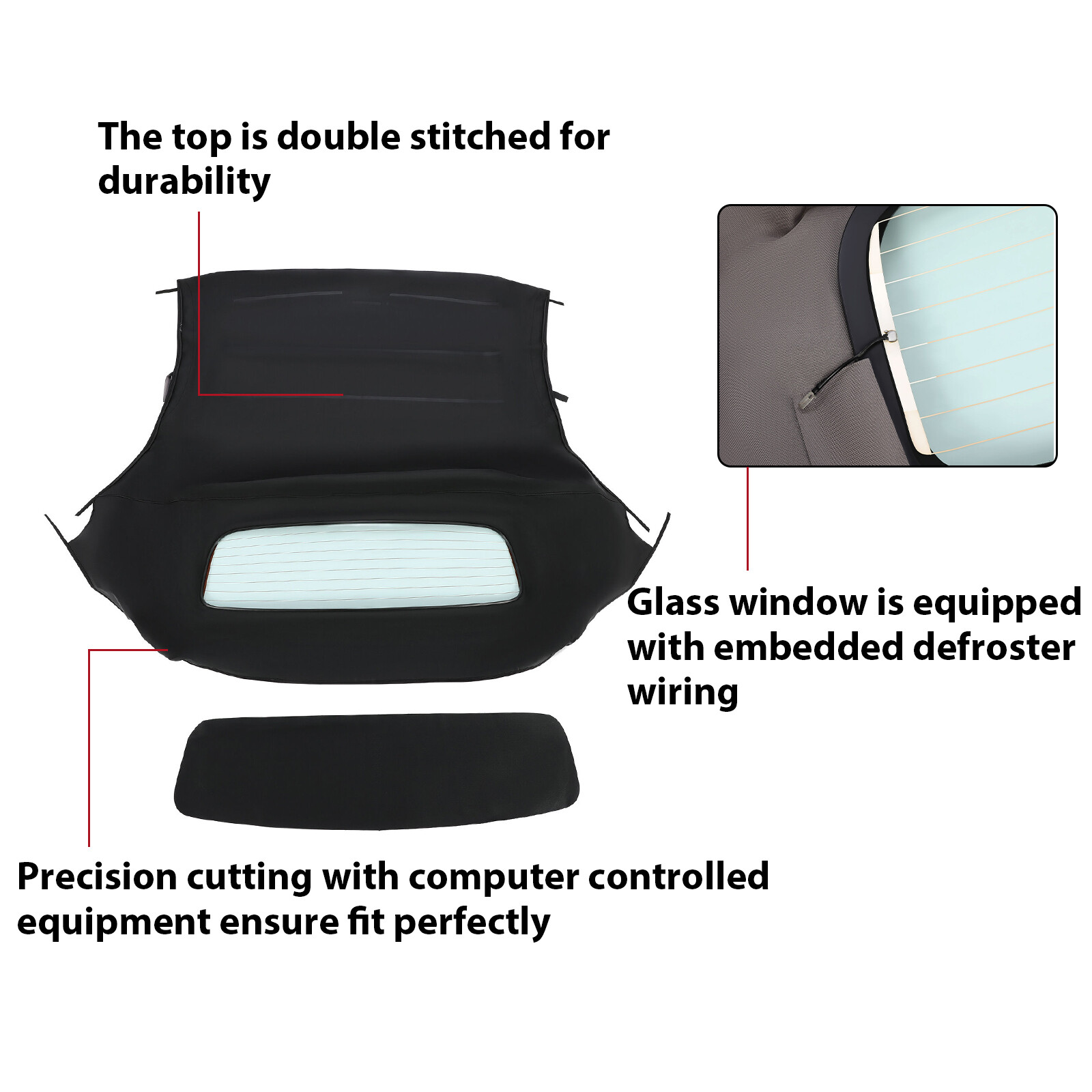 NEW For Audi TT Convertible 2000-2006 Soft Top W/ Heated Glass Window Black