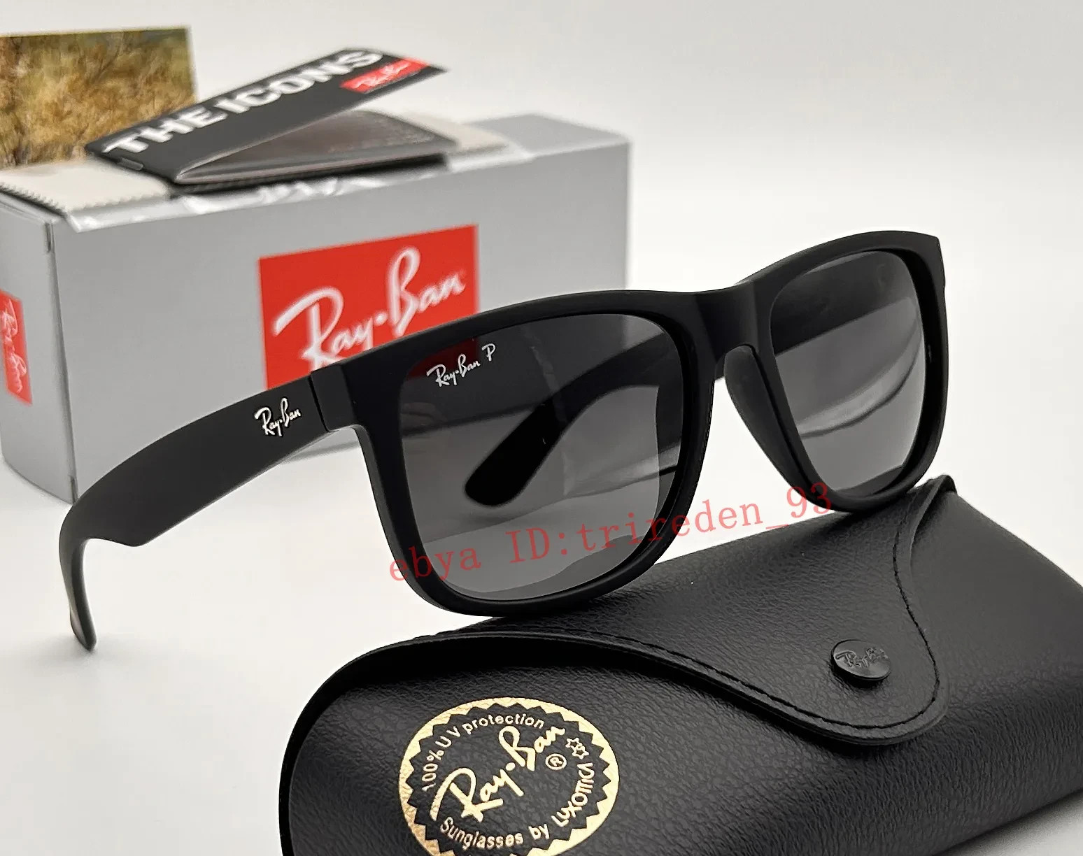 Ray-Ban RB4165 Justin 622/2V Polarized Sunglasses Matte Black/Grey 54mm 100% UV