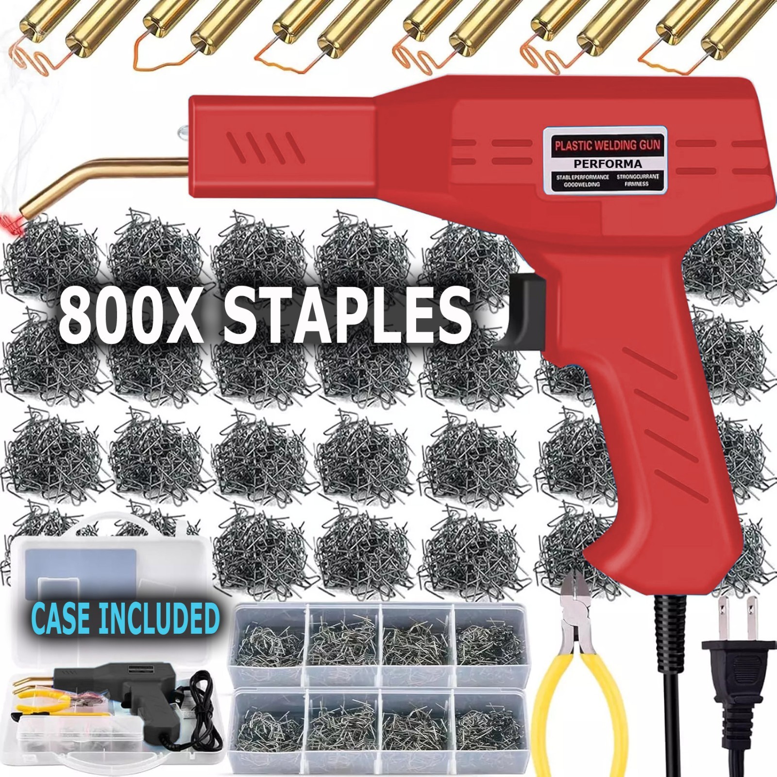 Plastic Welder Kit Soldering Hot Stapler Bumper Repair Welding Gun 800 Staples