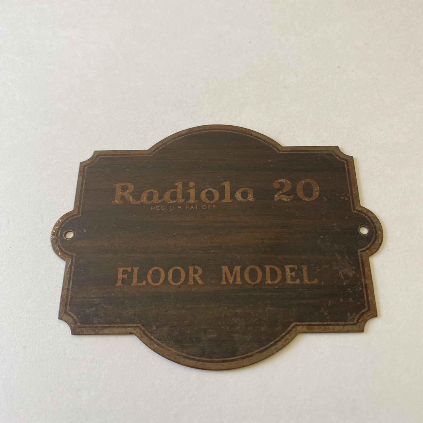 Vintage 1920s Radiola 20 Metal/ Brass Tag